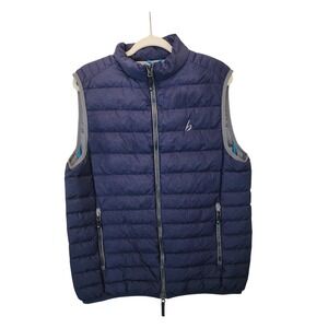 Peter Millar Crown Sport Mens Blue Quilted Puffer Vest Size M Full Zip Golf